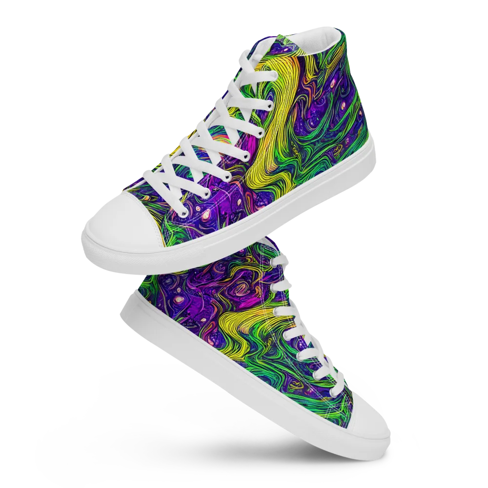 Psychic River on Men's High Top Canvas Shoes — Front