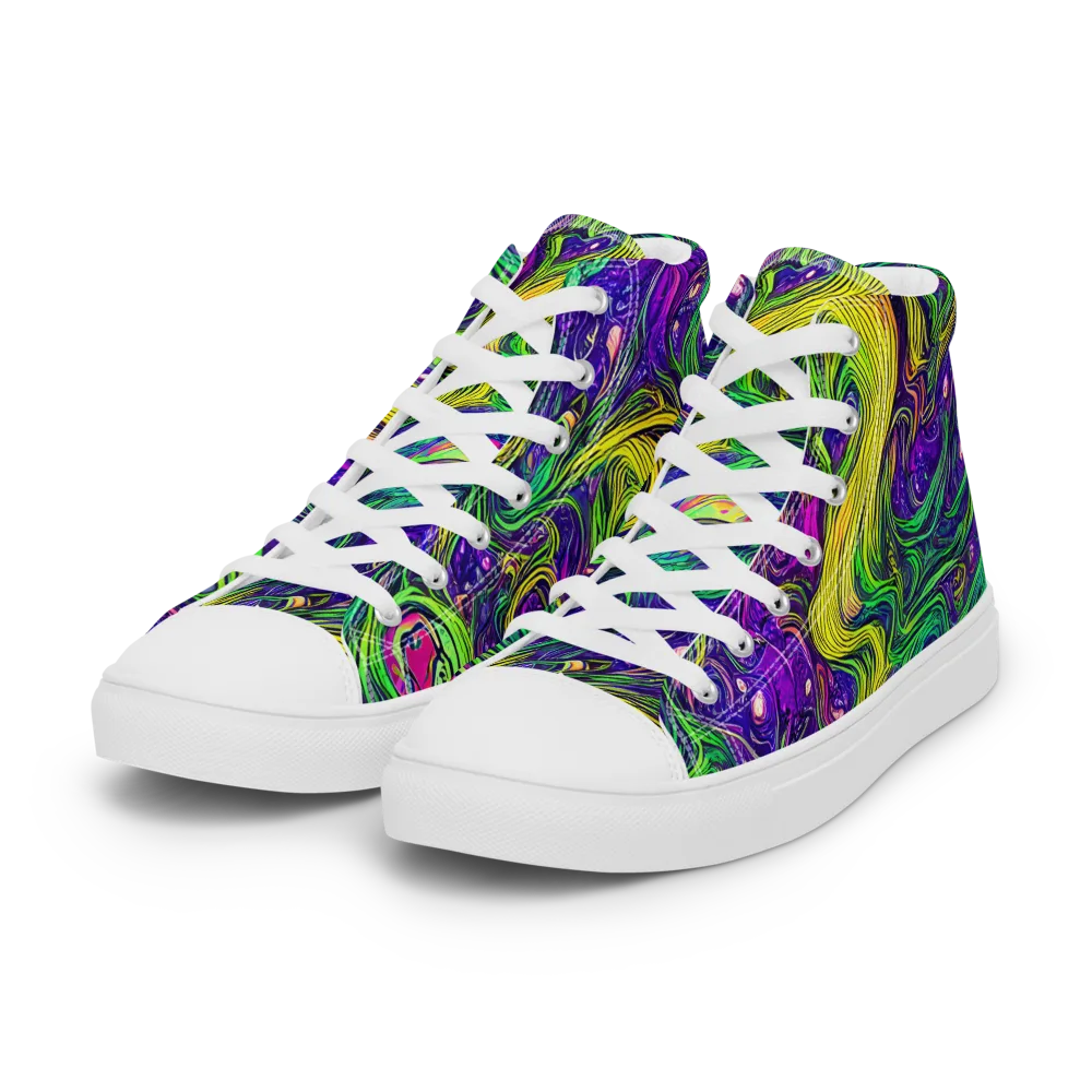 Psychic River on Women's High Top Canvas Shoes — Left Front