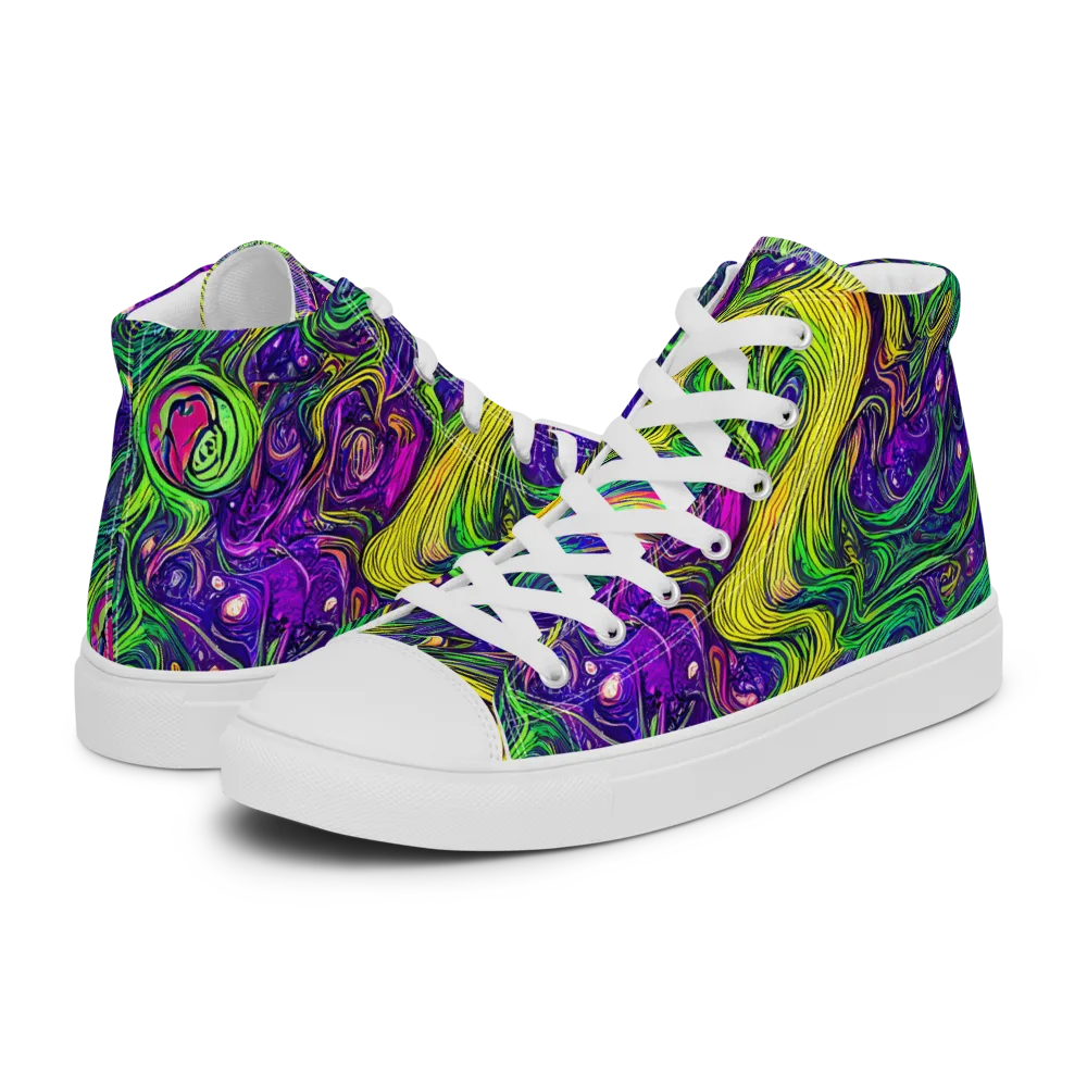 Psychic River on Women's High Top Canvas Shoes — Left