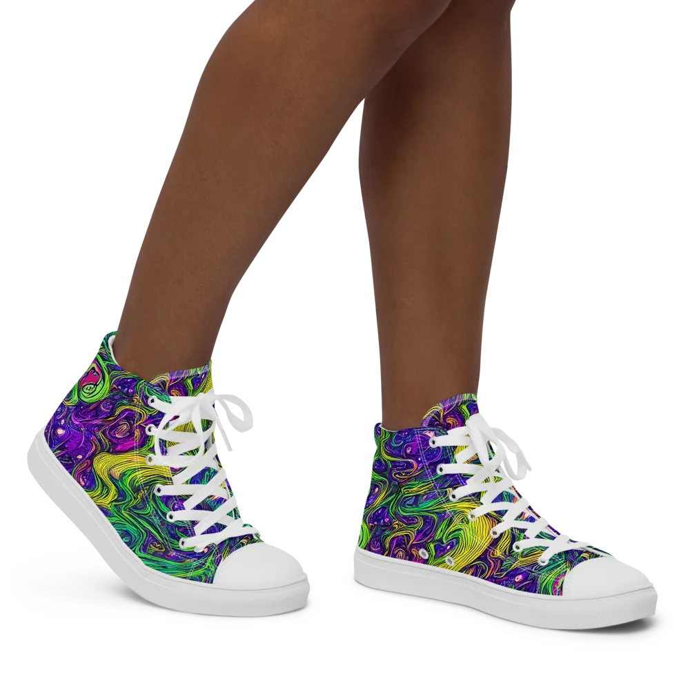 Psychic River on Women's High Top Canvas Shoes — Right