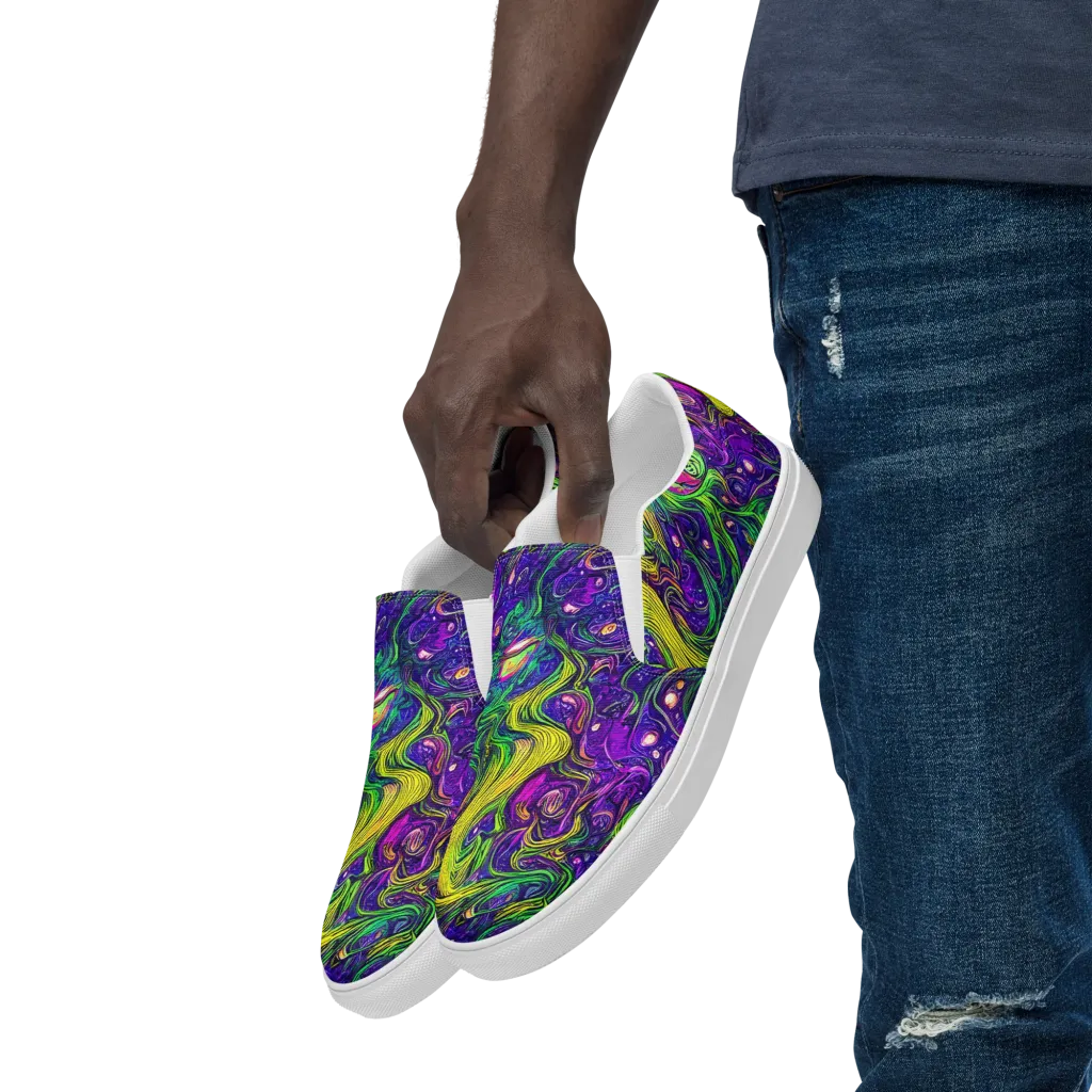 Psychic River on Men's Slip-On Canvas Shoes — Left Front