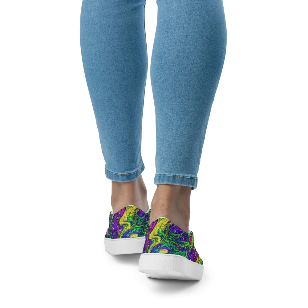 Psychic River on Women's Slip-On Canvas Shoes — Back
