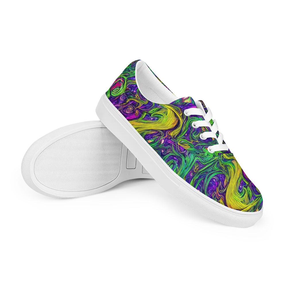 Psychic River on Men's Lace-Up Canvas Shoes — Right Front