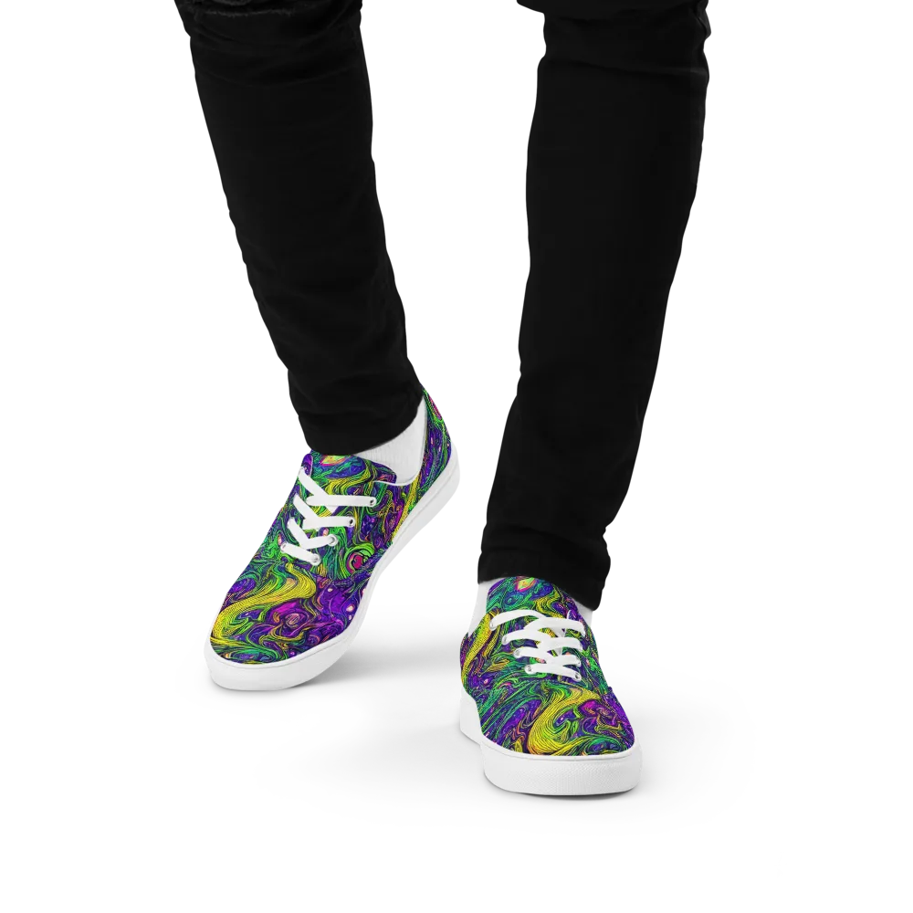 Psychic River on Men's Lace-Up Canvas Shoes — Front
