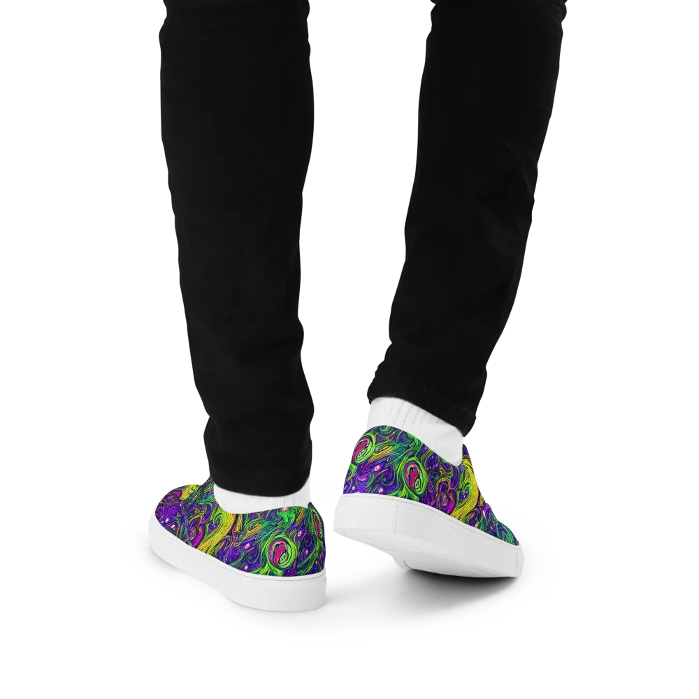 Psychic River on Men's Lace-Up Canvas Shoes — Back