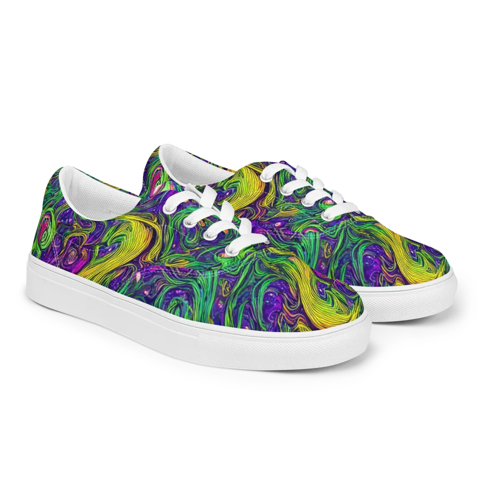 Psychic River on Men's Lace-Up Canvas Shoes — Right Front