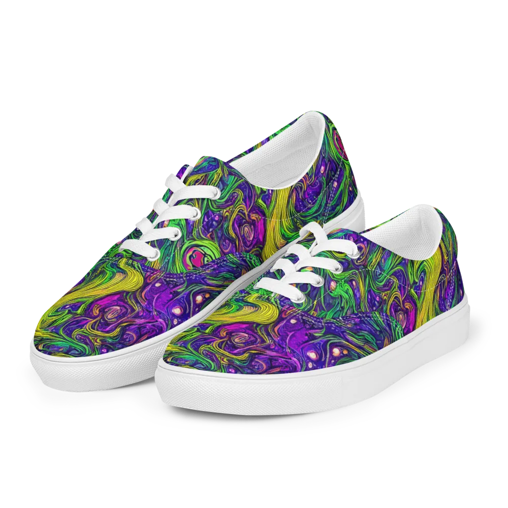 Psychic River on Men's Lace-Up Canvas Shoes — Left Front