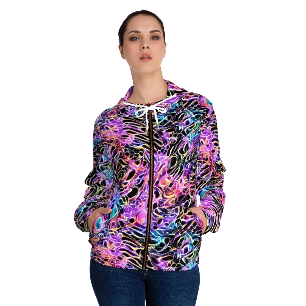 Afterglow Surge on Women's Full-Zip Hoodie — Front On Person