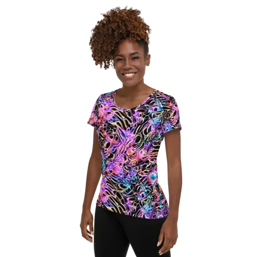 Afterglow Surge on a Women's Athletic T-Shirt