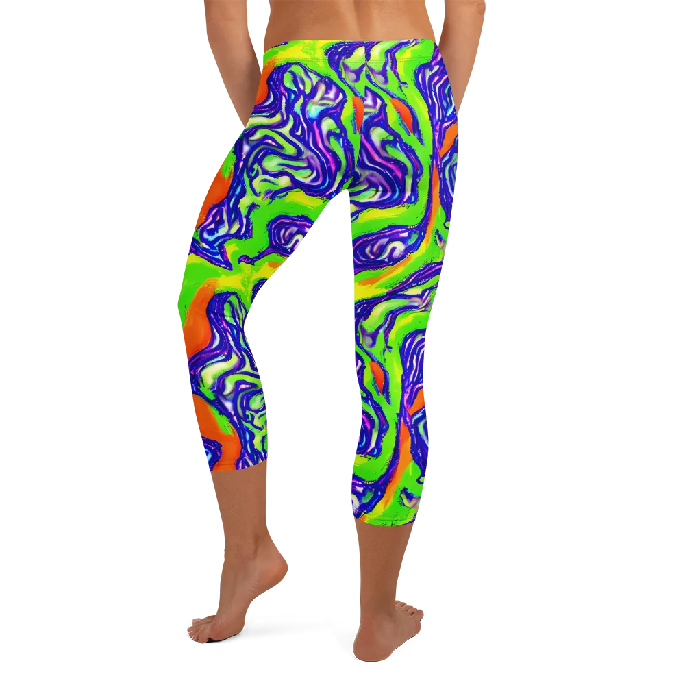 Psychic Marbling on Capri Leggings — Back