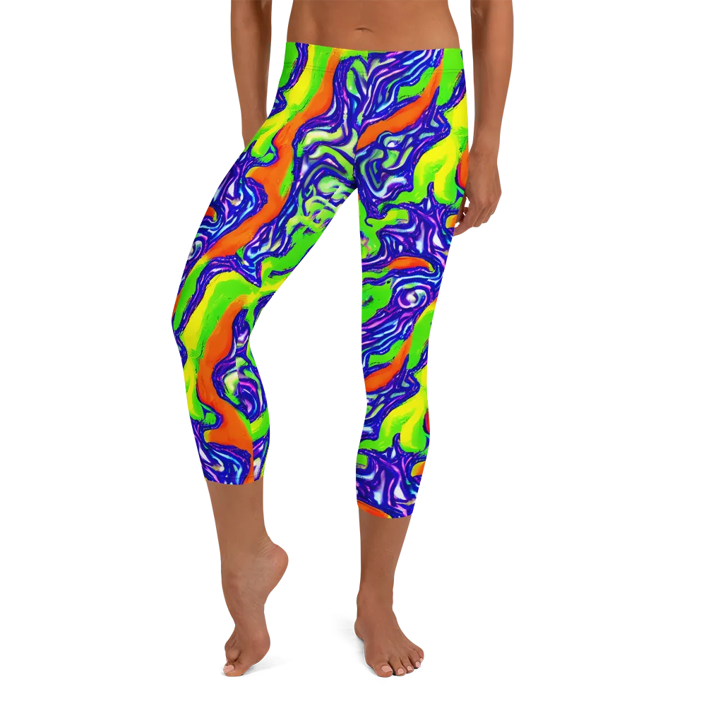Psychic Marbling on Capri Leggings — Front