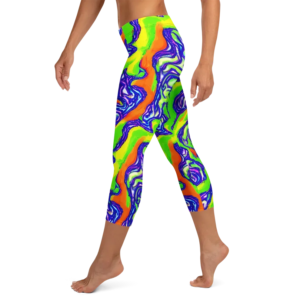 Psychic Marbling on Capri Leggings — Left