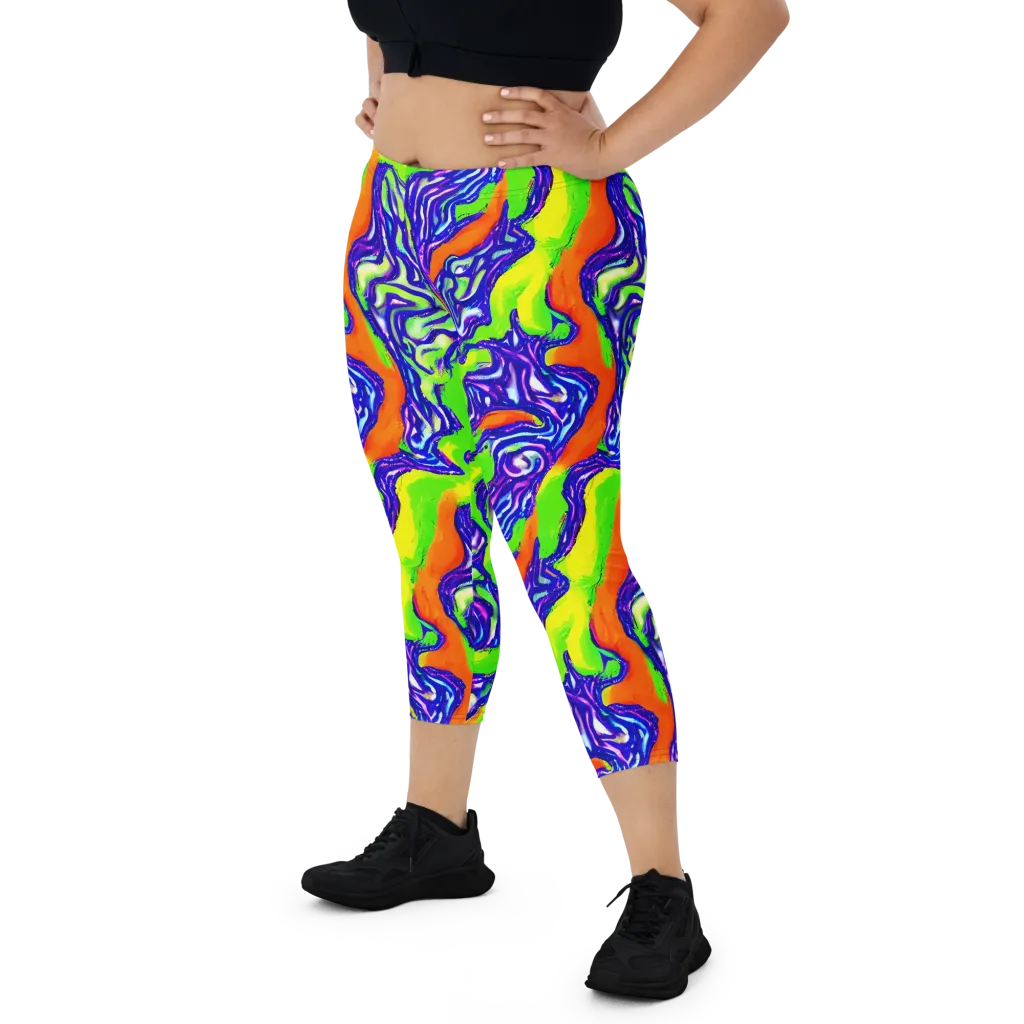 Psychic Marbling on Capri Leggings — Front