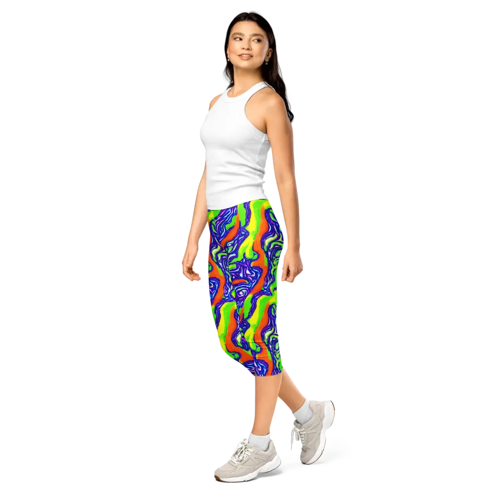 Psychic Marbling on Capri Leggings — Left Front
