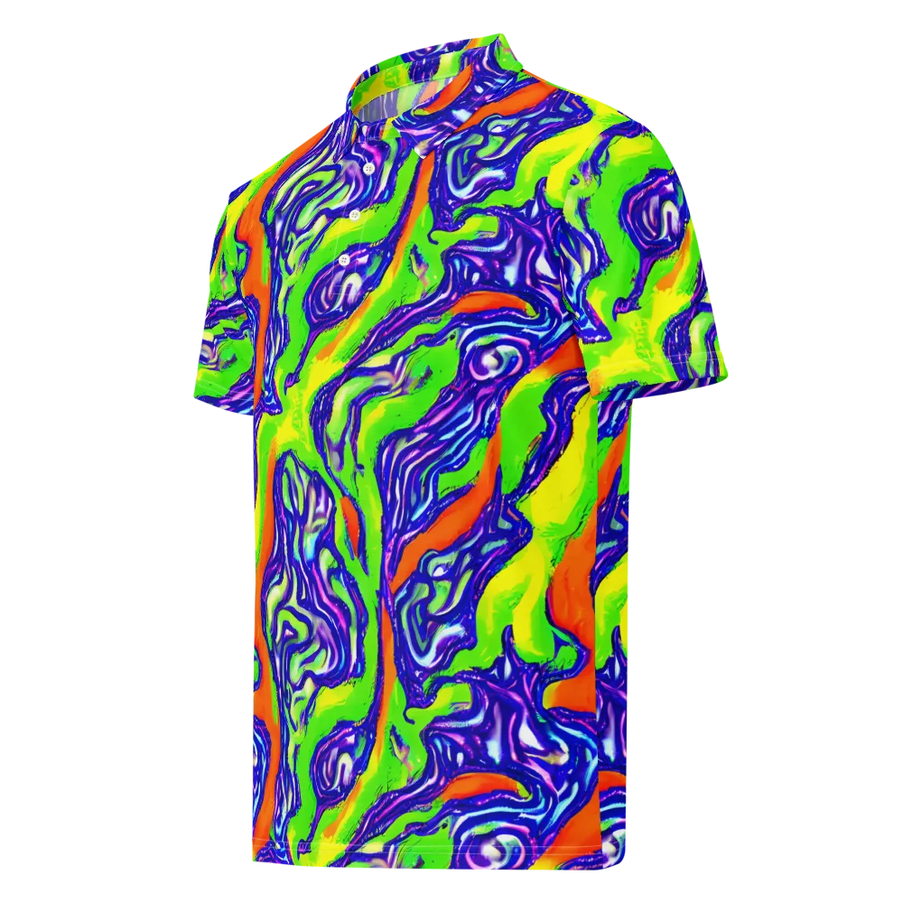 Psychic Marbling on Men's Slim Fit Polo Shirt — Left Front