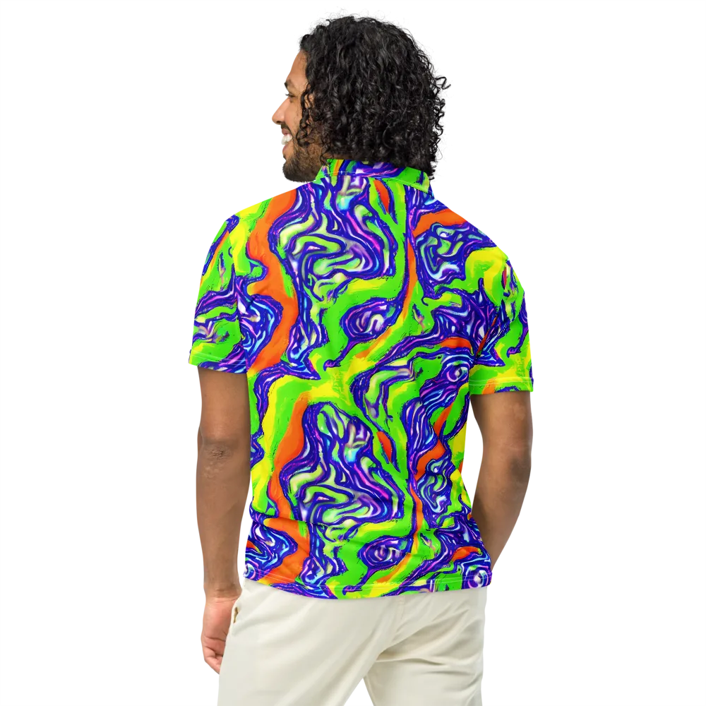 Psychic Marbling on Men's Slim Fit Polo Shirt — Back