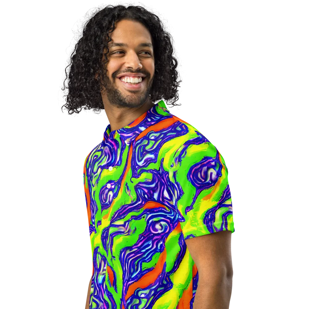 Psychic Marbling on Men's Slim Fit Polo Shirt — Left Front