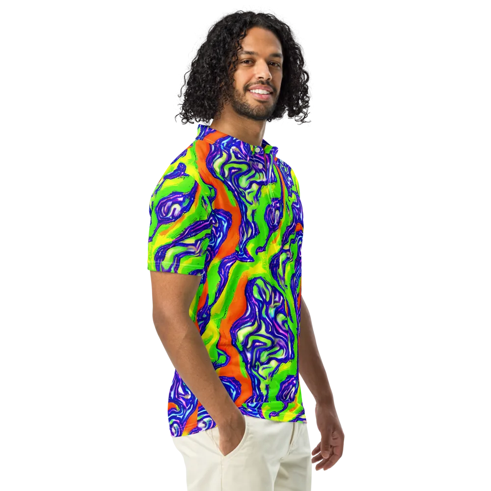 Psychic Marbling on Men's Slim Fit Polo Shirt — Right Front