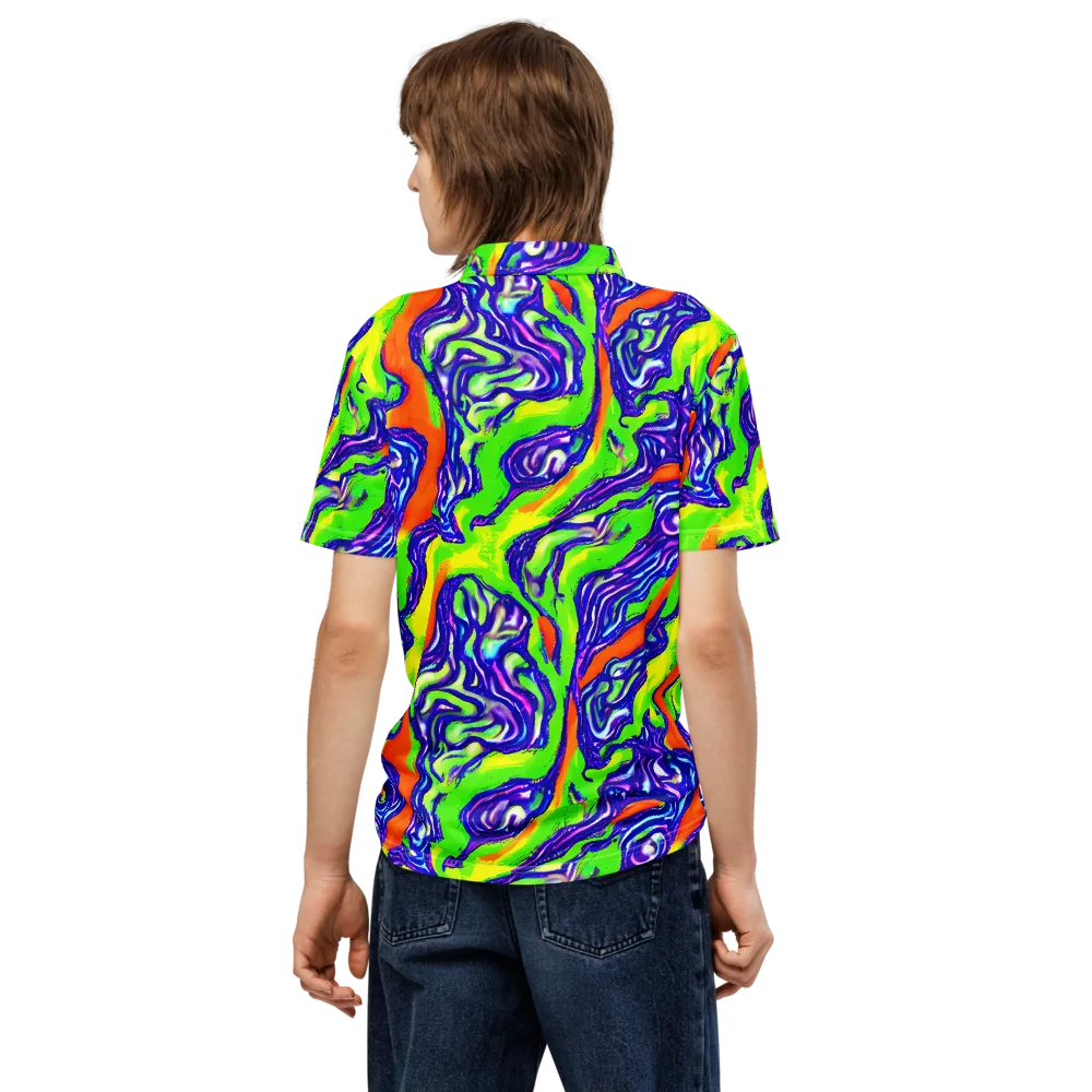 Psychic Marbling on Men's Slim Fit Polo Shirt — Back