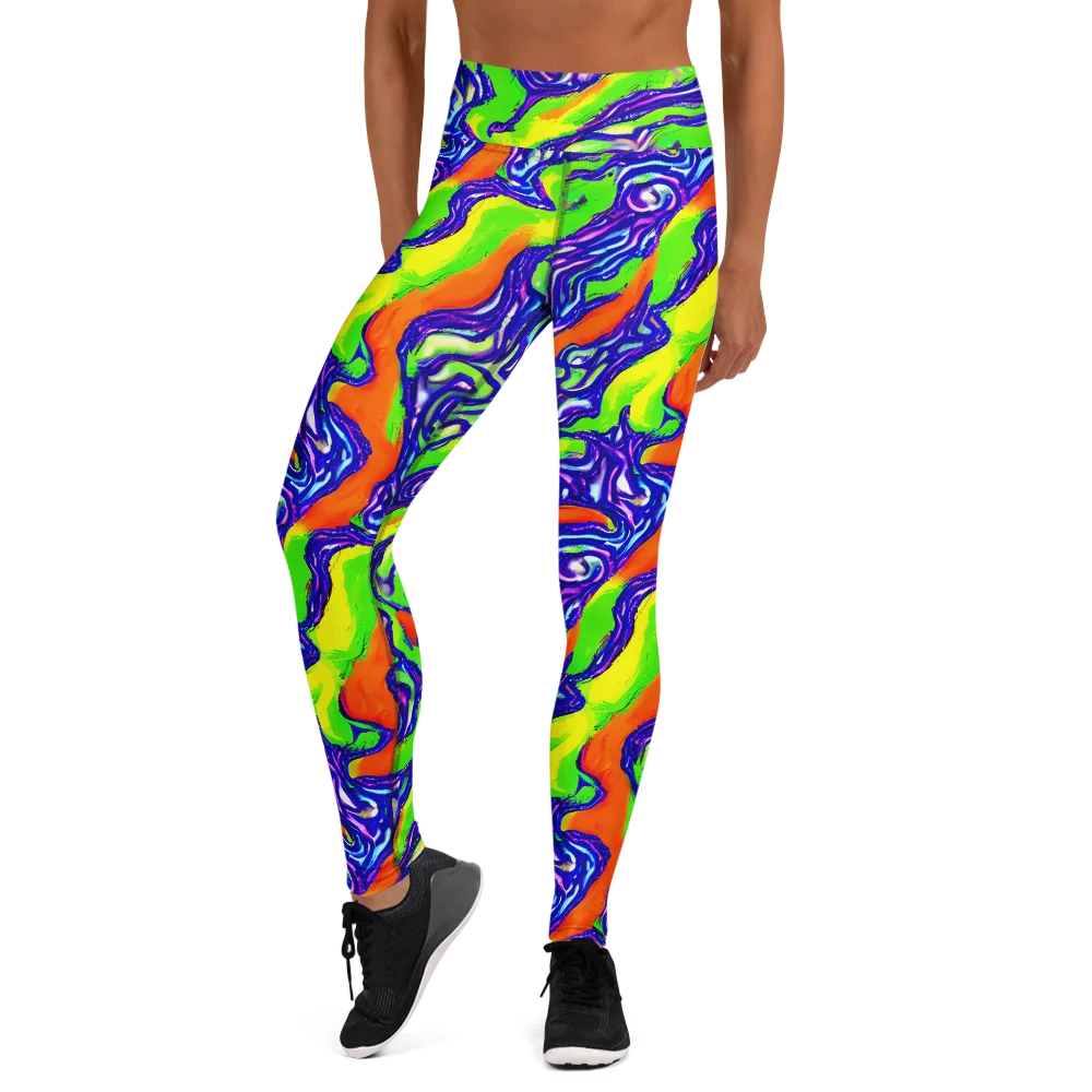 Psychic Marbling on Yoga Leggings — Front