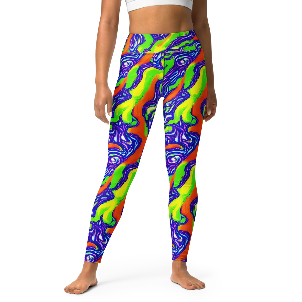 Psychic Marbling on Yoga Leggings — Front