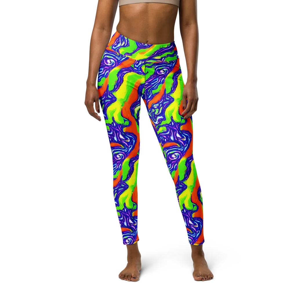 Psychic Marbling on Yoga Leggings — Front