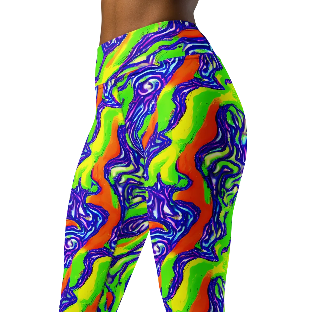 Psychic Marbling on Yoga Leggings — Left Front