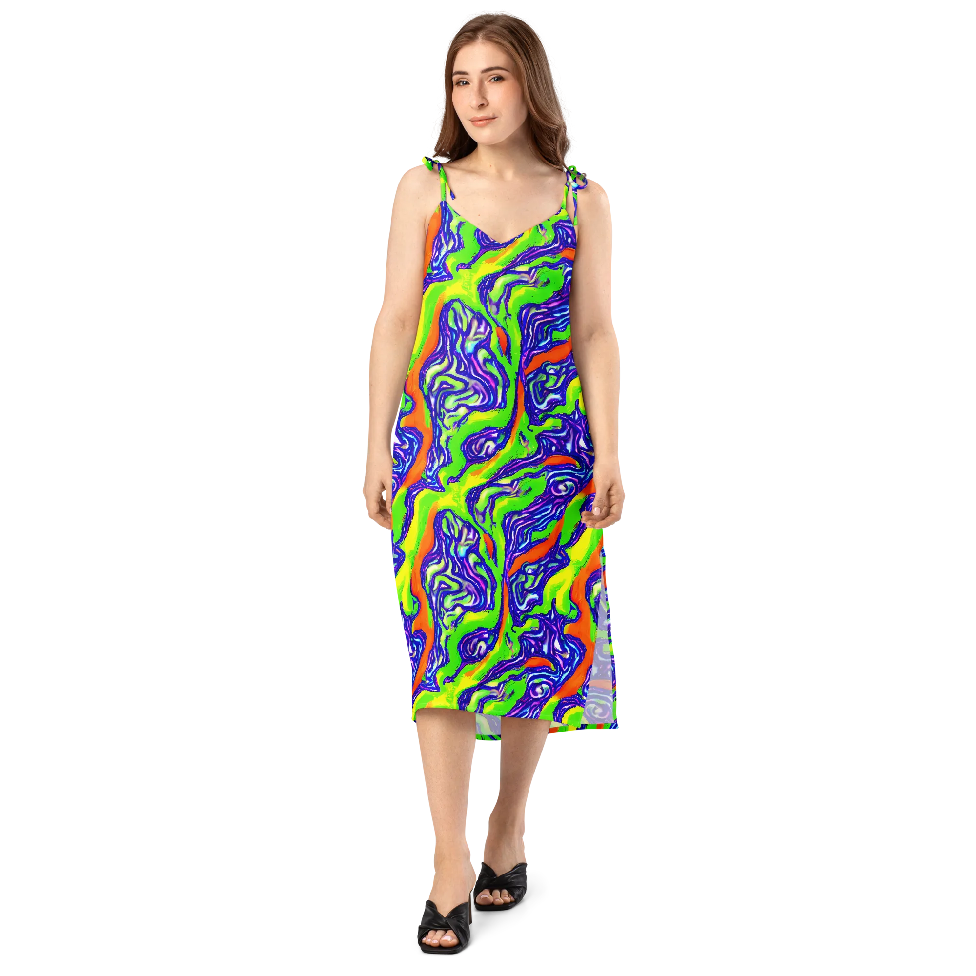 Psychic Marbling on Slip Dress — Front
