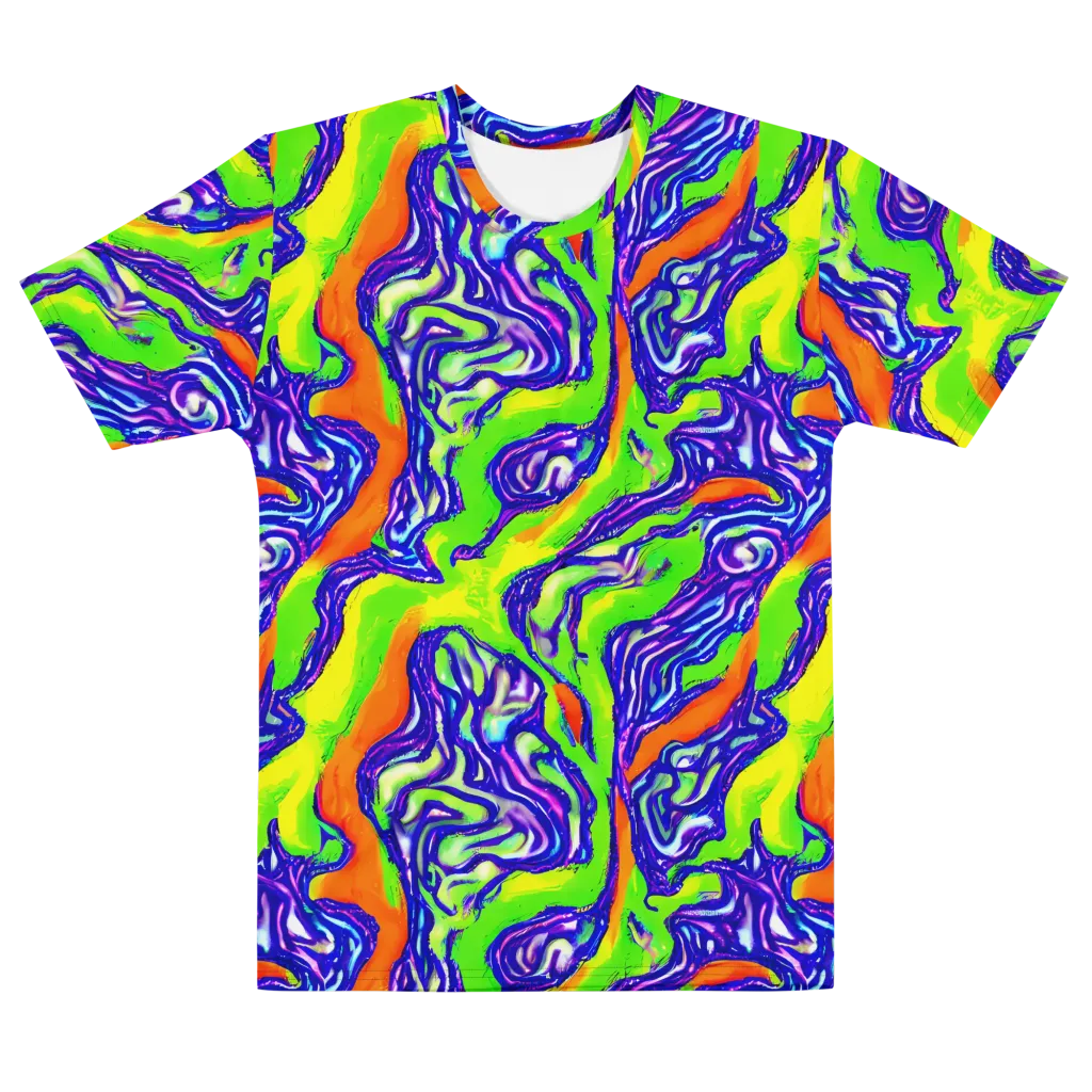 Psychic Marbling on Men's Cotton Crew Neck T-Shirt — Front