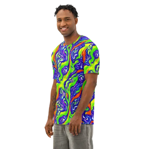 Psychic Marbling on a Men's Cotton Crew Neck T-Shirt