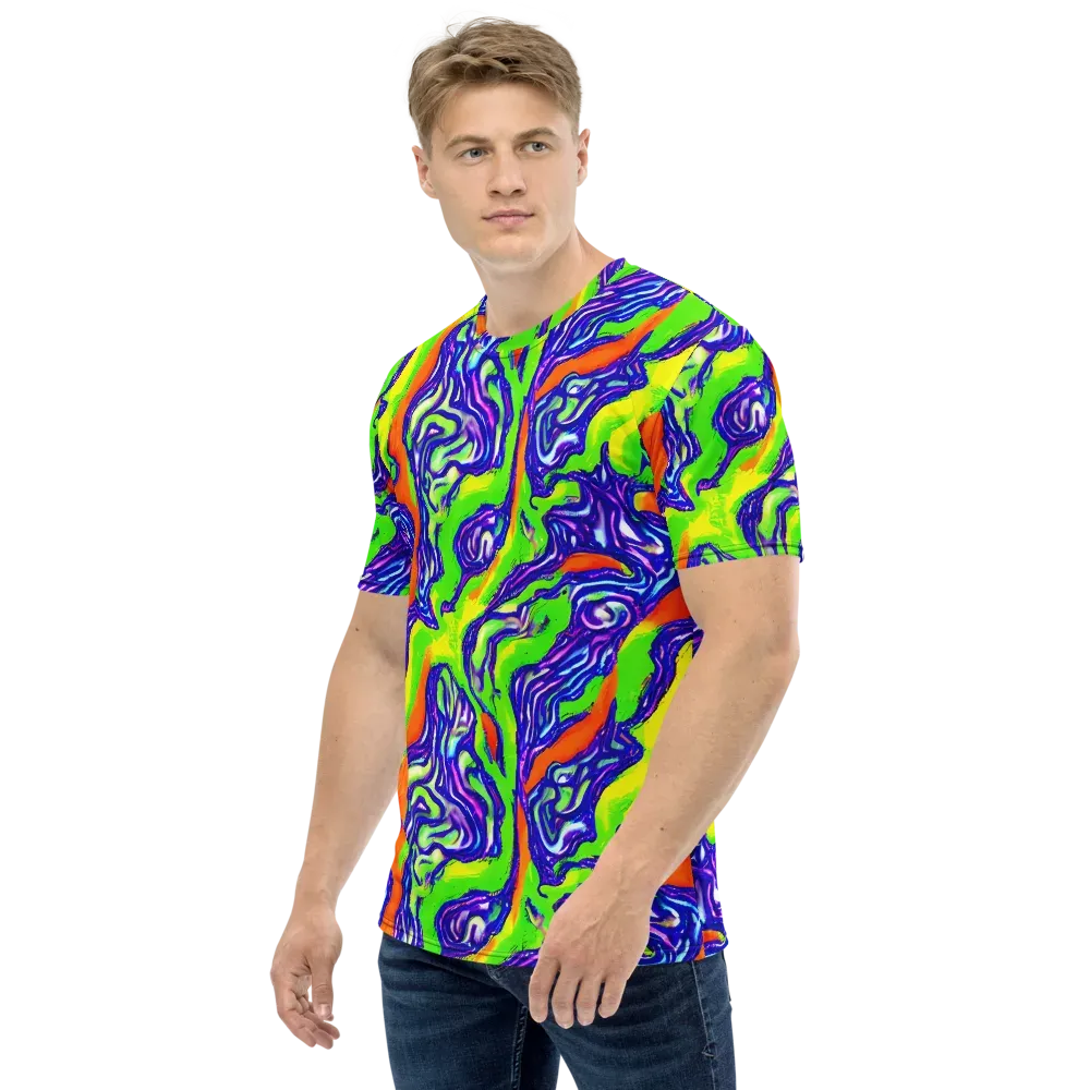 Psychic Marbling on Men's Crew Neck T-Shirt — Left