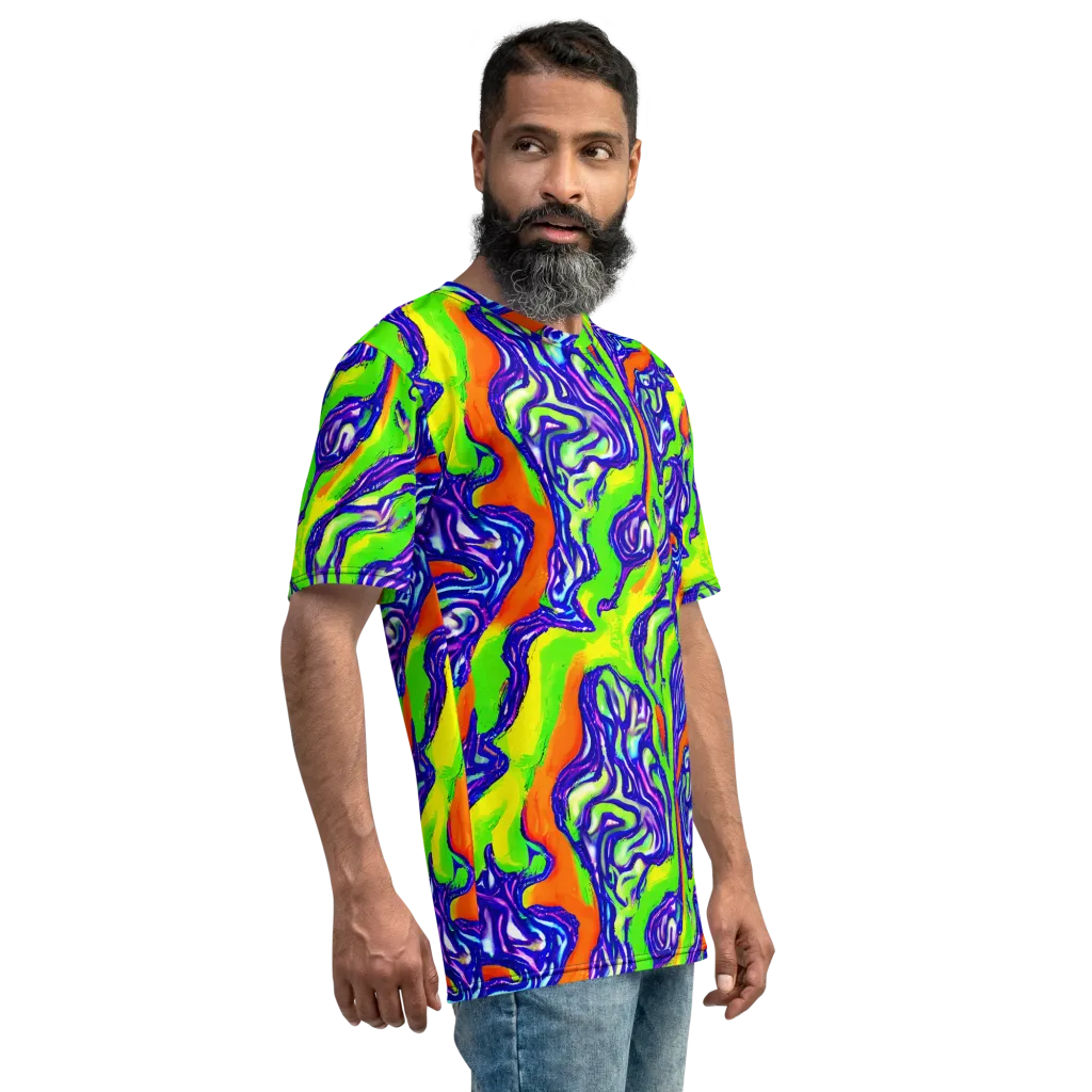 Psychic Marbling on Men's Crew Neck T-Shirt — Right
