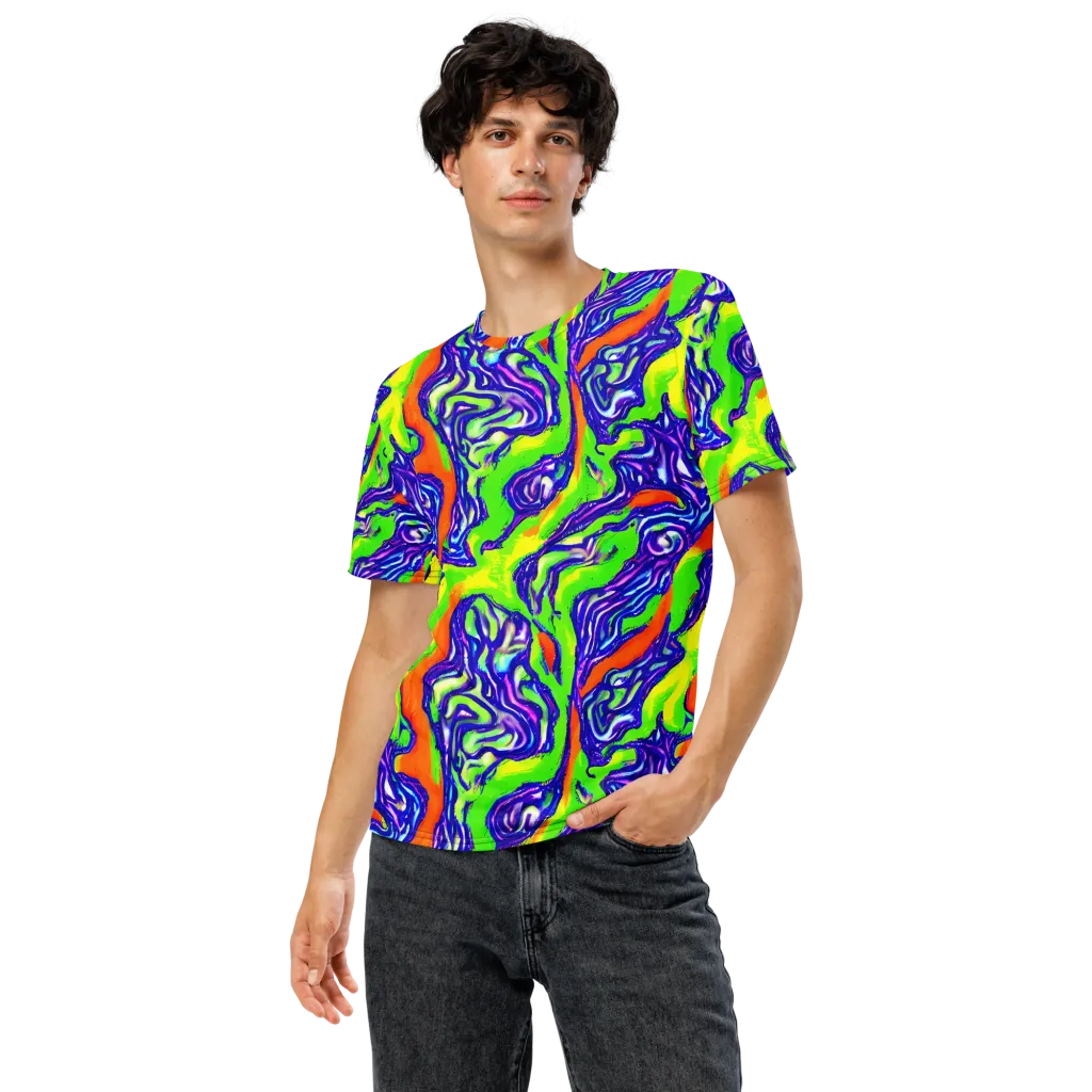 Psychic Marbling on Men's Crew Neck T-Shirt — Front