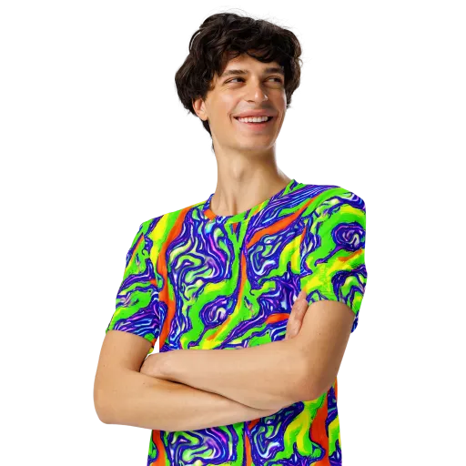Psychic Marbling on a Men's Crew Neck T-Shirt