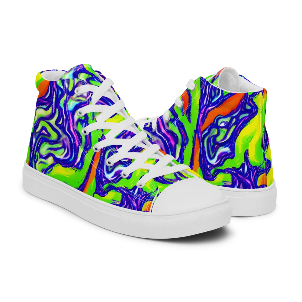 Psychic Marbling on Men's High Top Canvas Shoes — Right