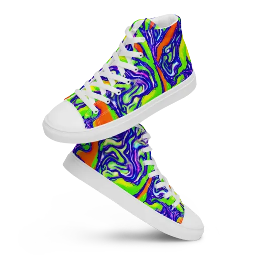 Psychic Marbling on a Men's High Top Canvas Shoes