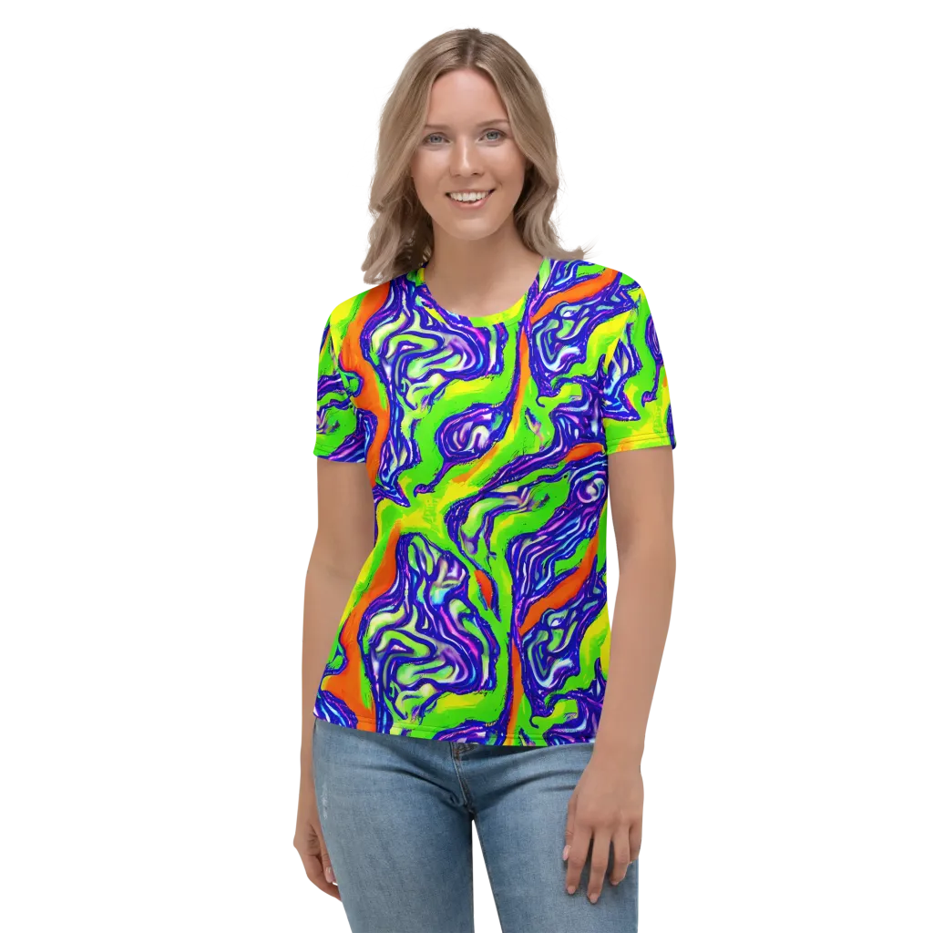 Psychic Marbling on Women's Crew Neck T-Shirt — Front