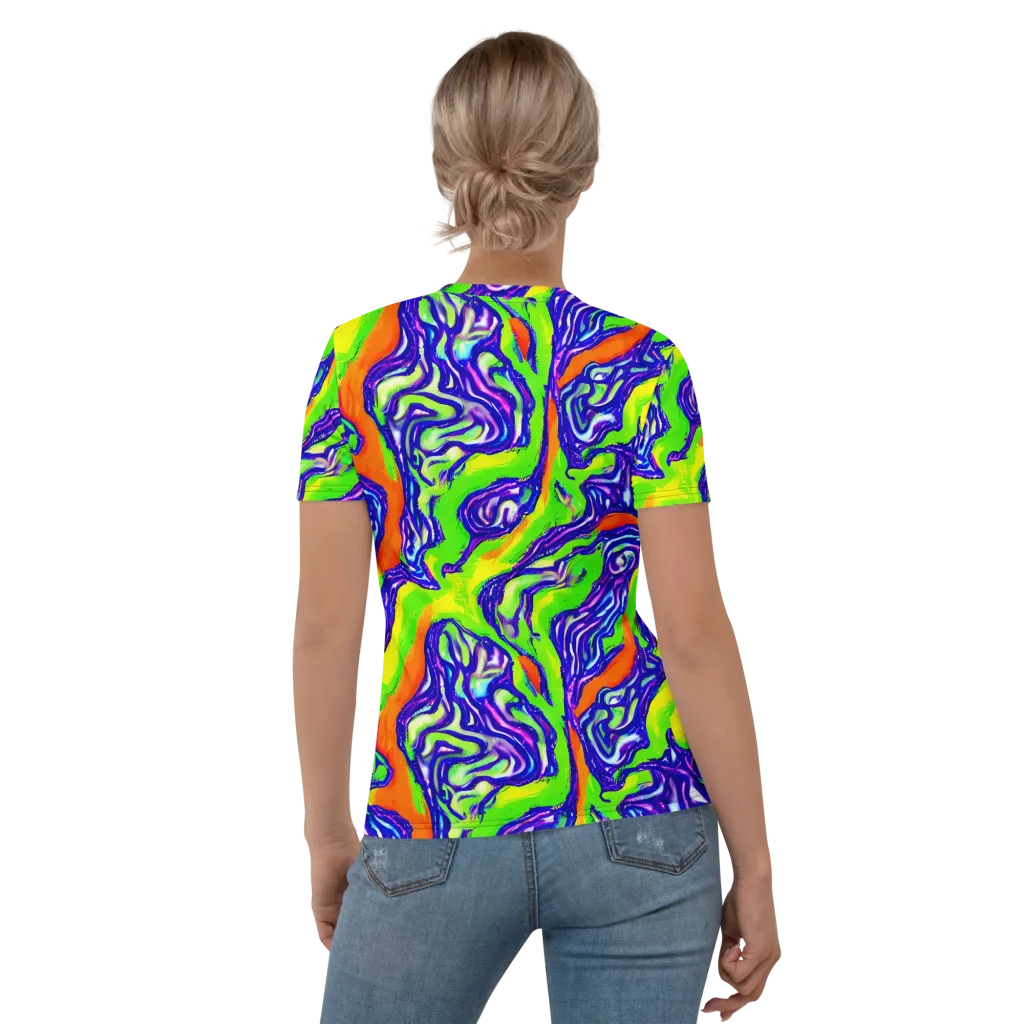 Psychic Marbling on Women's Crew Neck T-Shirt — Back