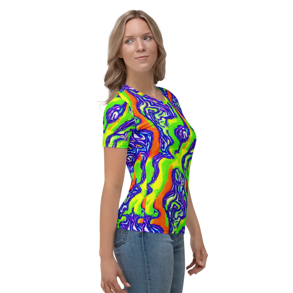 Psychic Marbling on Women's Crew Neck T-Shirt — Right