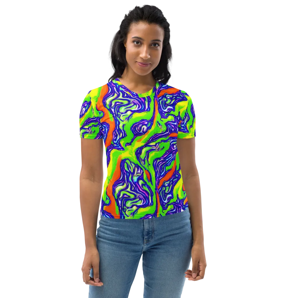 Psychic Marbling on Women's Crew Neck T-Shirt — Front