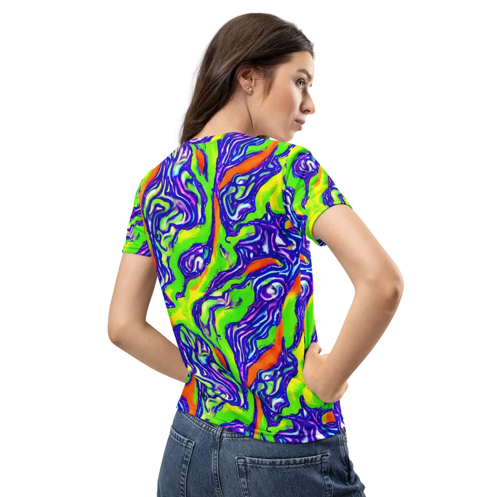 Psychic Marbling on Women's Crew Neck T-Shirt — Back