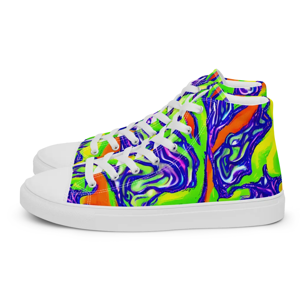 Psychic Marbling on Women's High Top Canvas Shoes — Left