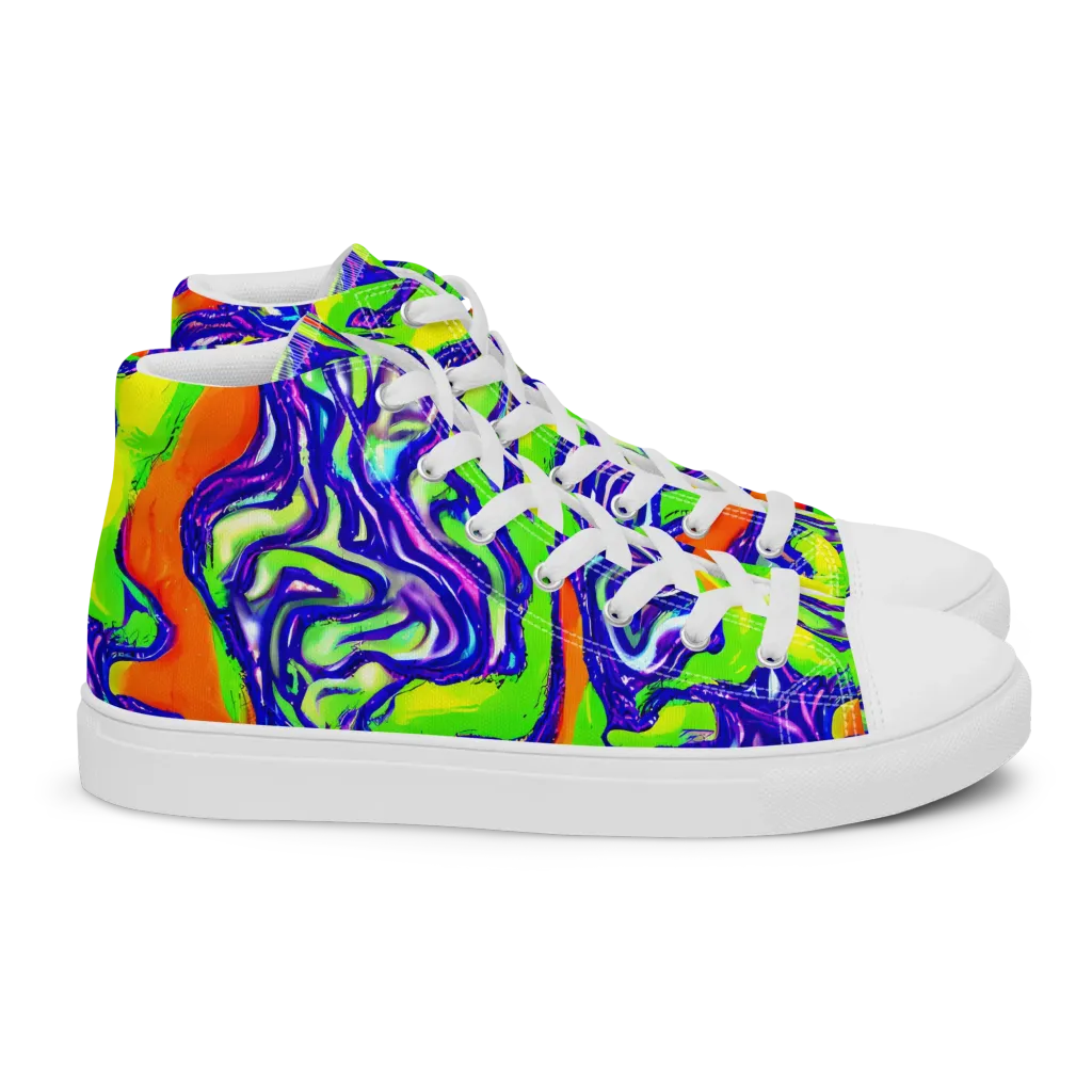 Psychic Marbling on Women's High Top Canvas Shoes — Right
