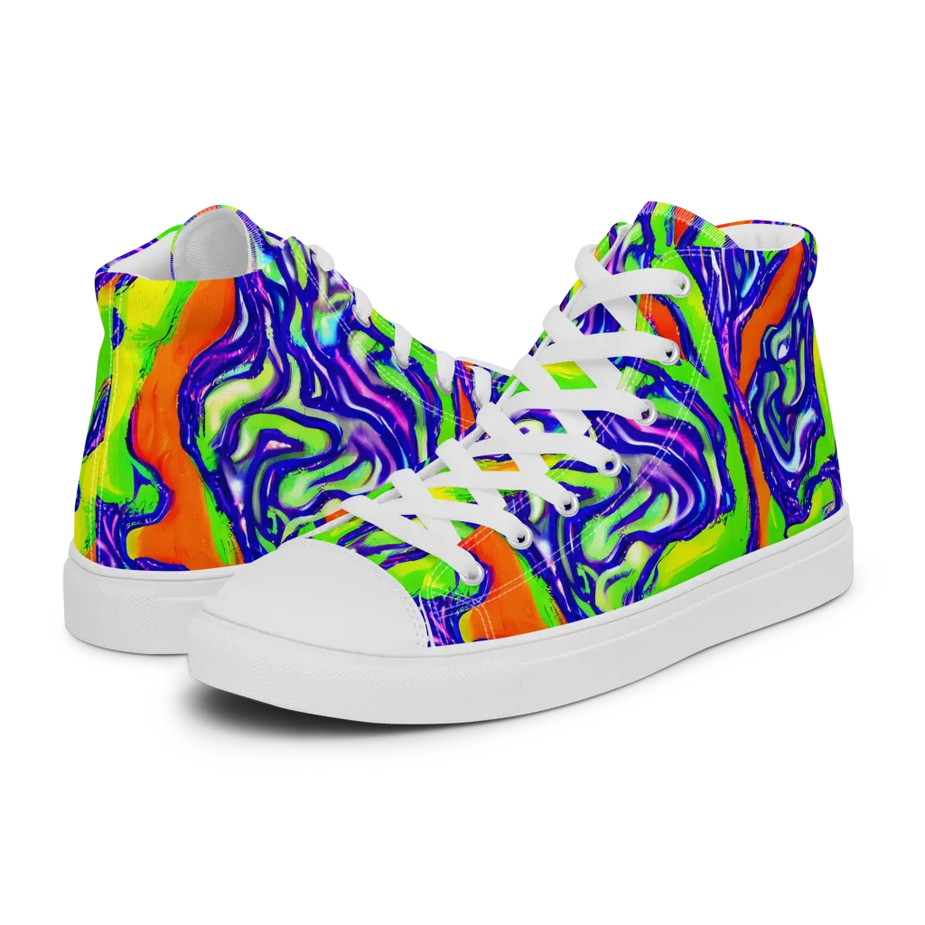 Psychic Marbling on Women's High Top Canvas Shoes — Left