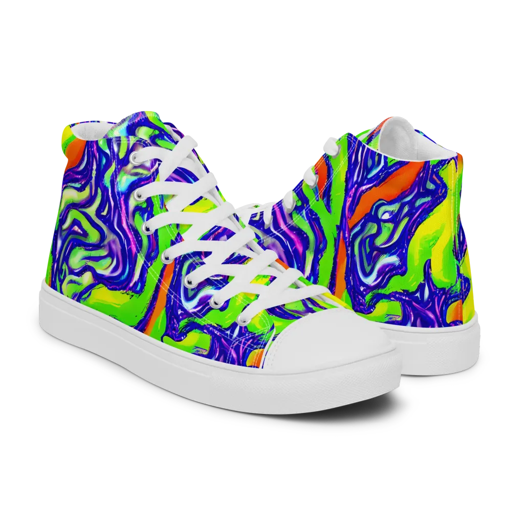Psychic Marbling on Women's High Top Canvas Shoes — Right