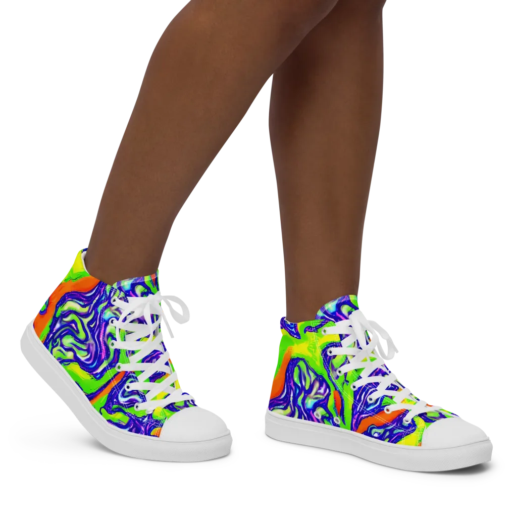 Psychic Marbling on Women's High Top Canvas Shoes — Right