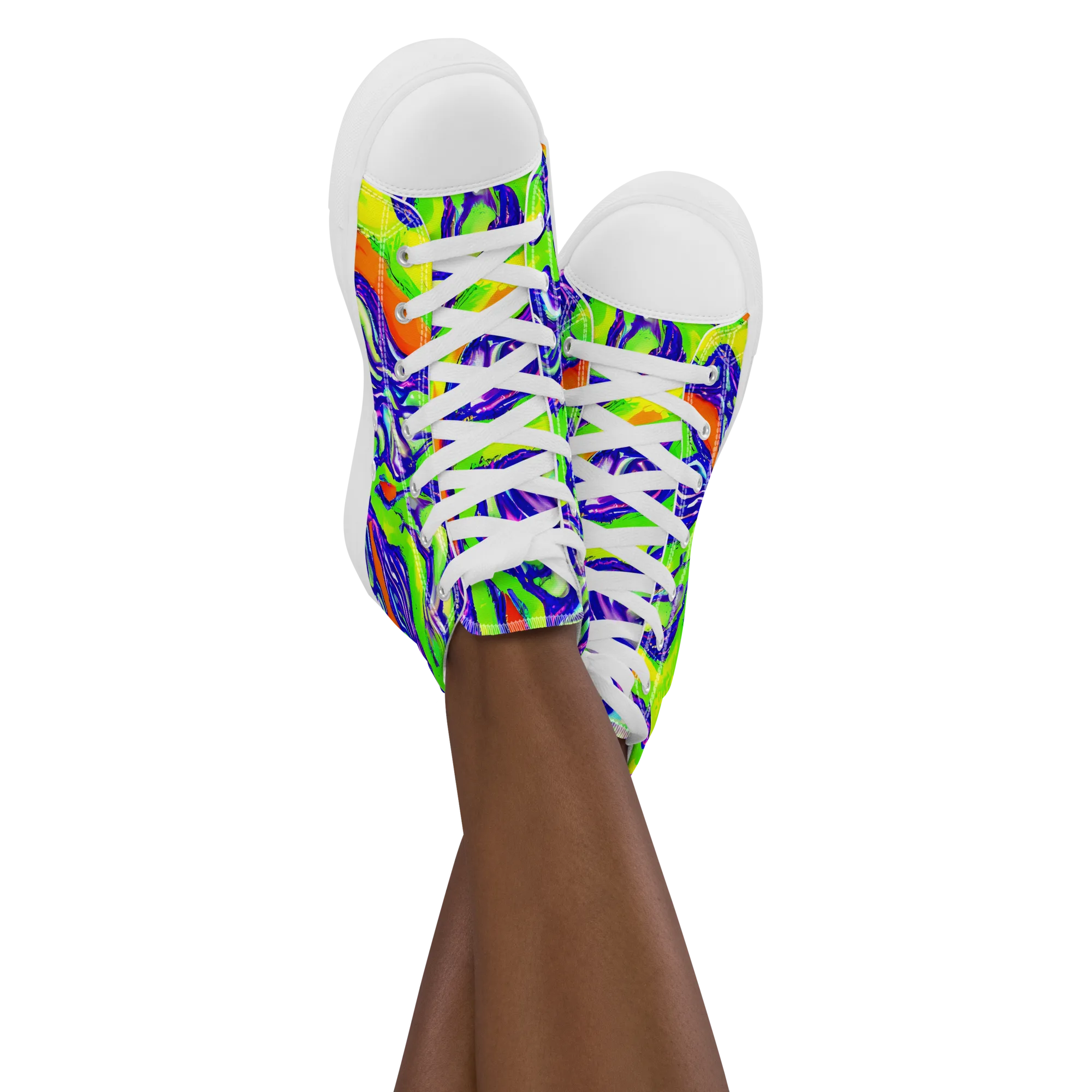 Psychic Marbling on Women's High Top Canvas Shoes — Front