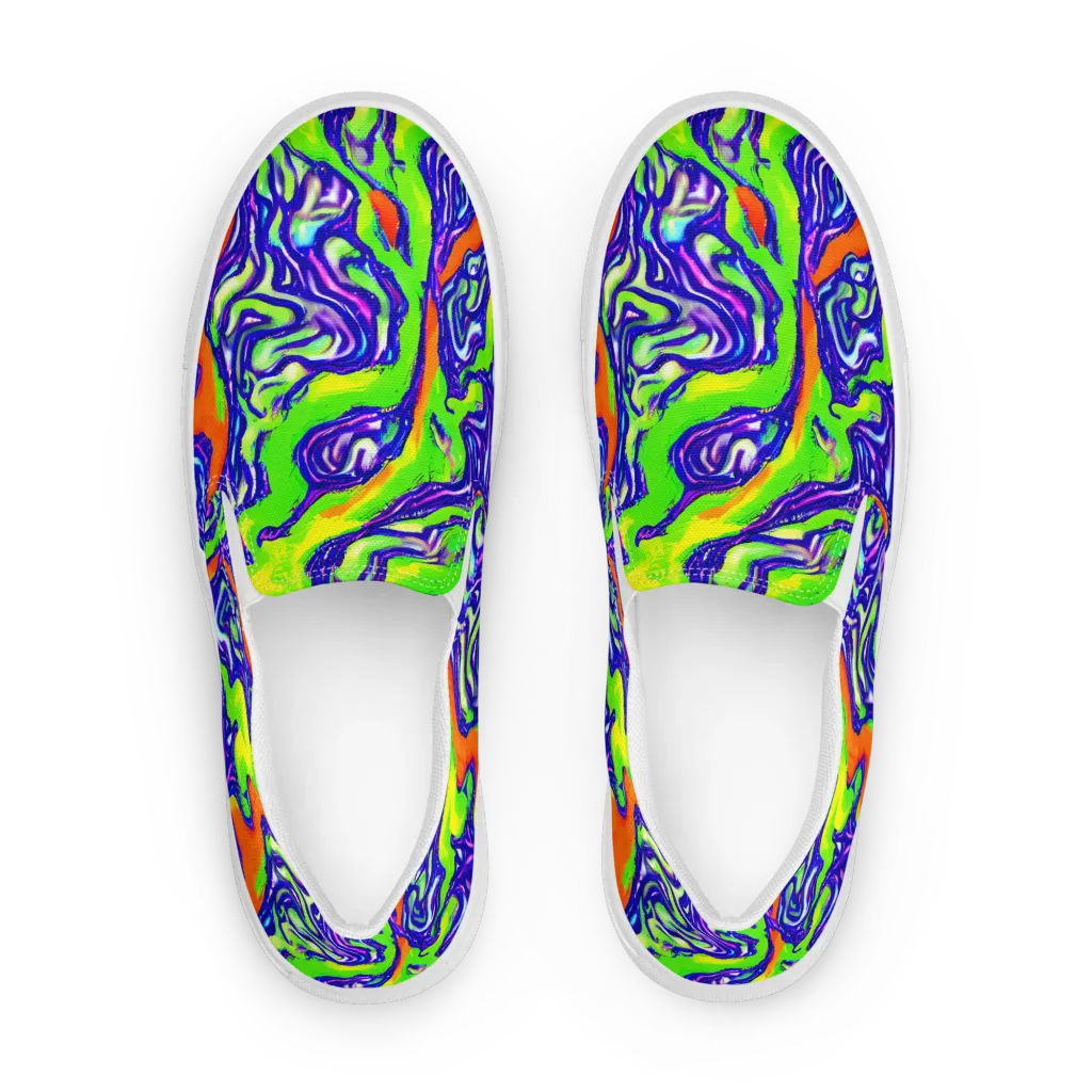 Psychic Marbling on Men's Slip-On Canvas Shoes — Front