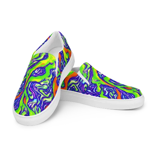 Psychic Marbling on a Men's Slip-On Canvas Shoes