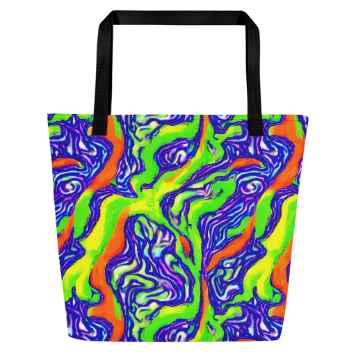 Psychic Marbling on a Large Tote Bag W/ Pocket